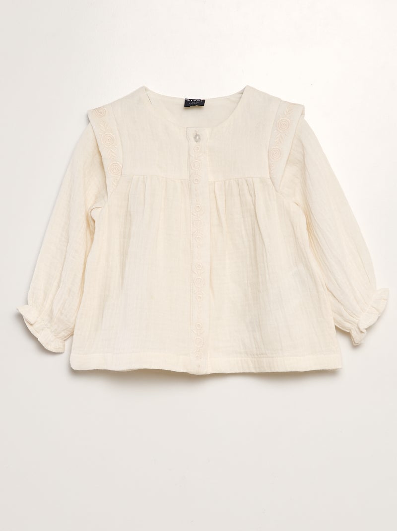 Blouse en gaze de coton Beige - Kiabi