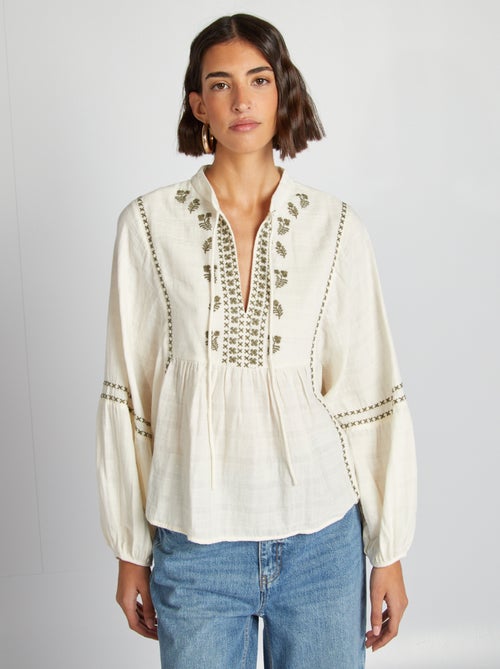 Blouse en gaze de coton - Kiabi