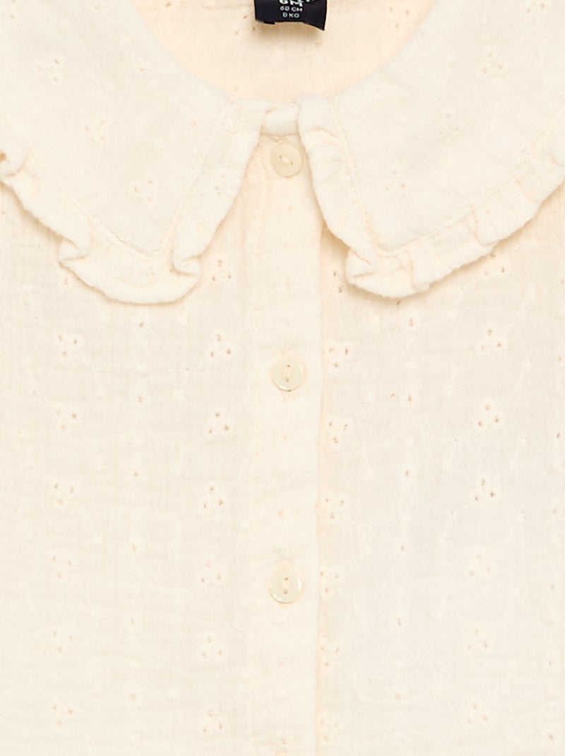 Blouse en gaze de coton Beige - Kiabi