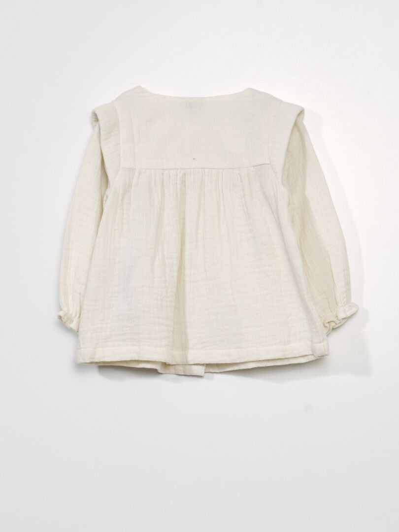 Blouse en gaze de coton Blanc - Kiabi