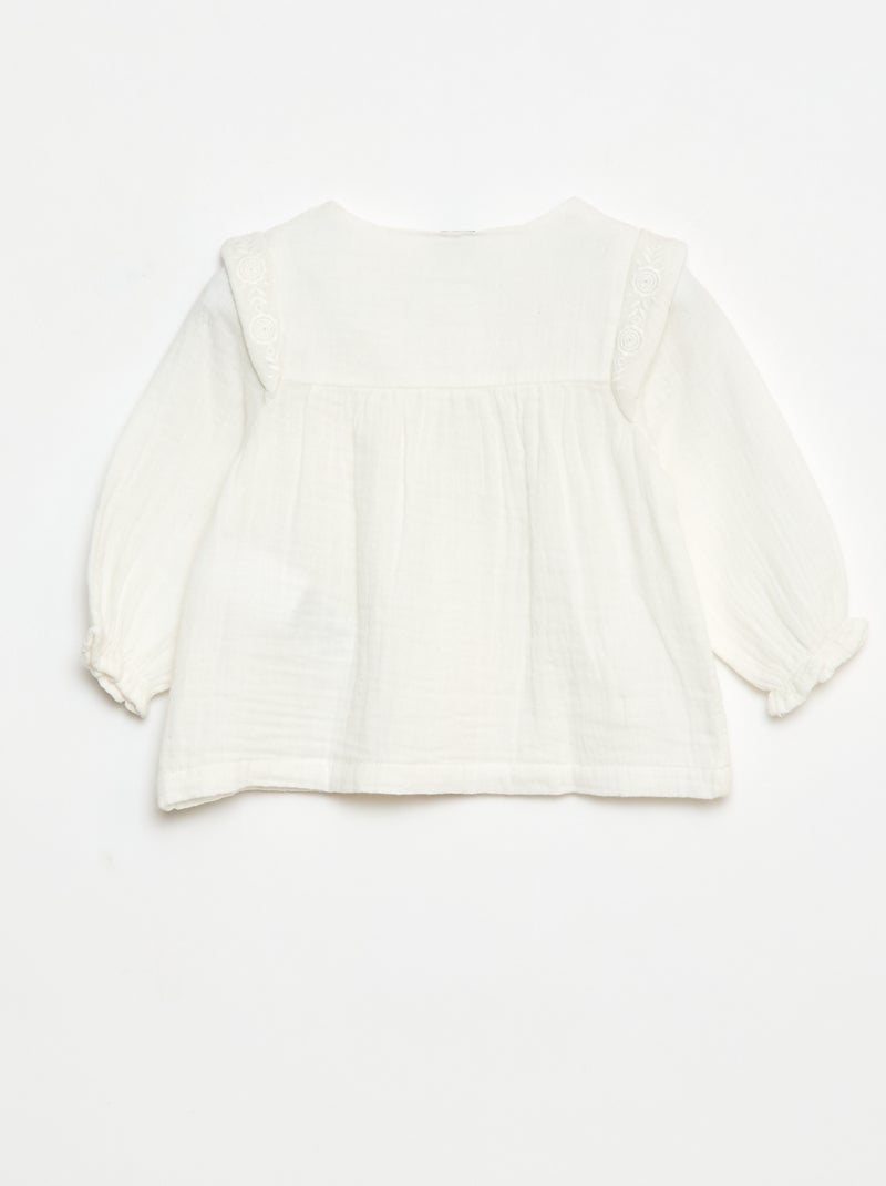Blouse en gaze de coton Blanc - Kiabi