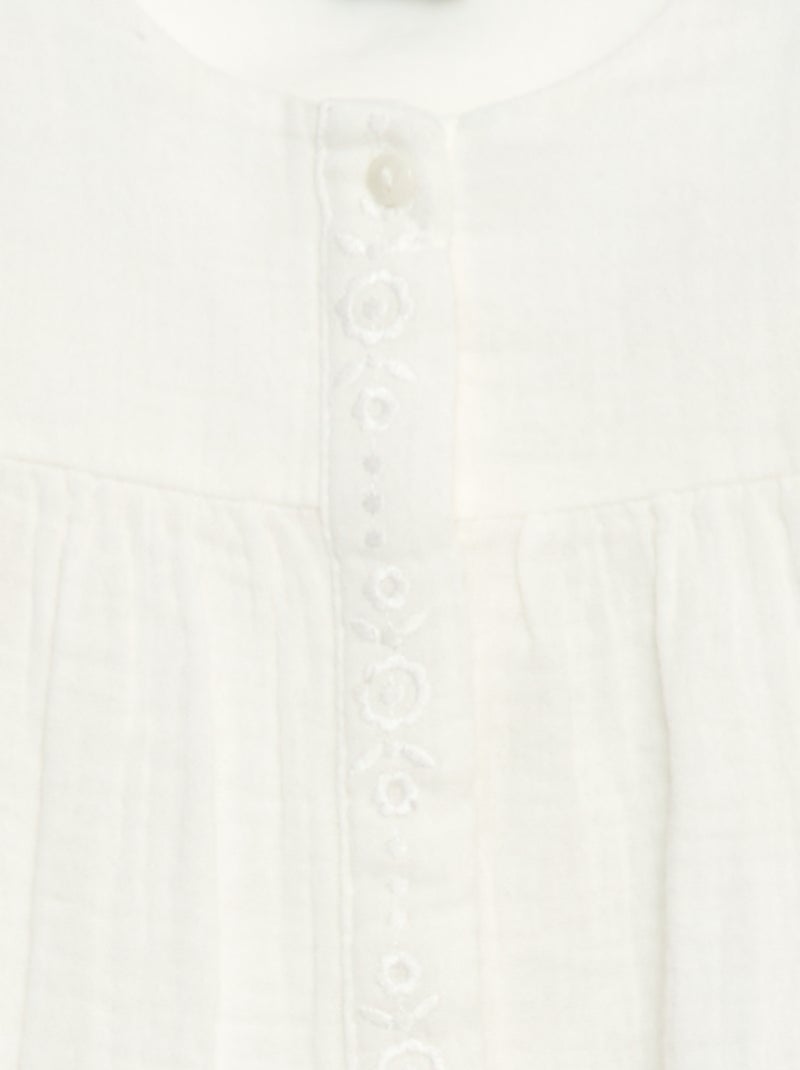 Blouse en gaze de coton Blanc - Kiabi