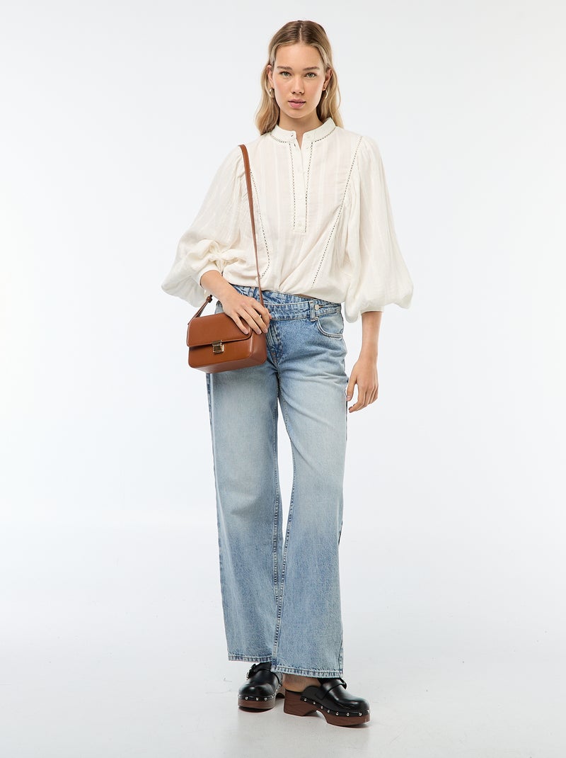 Blouse en gaze de coton Blanc - Kiabi