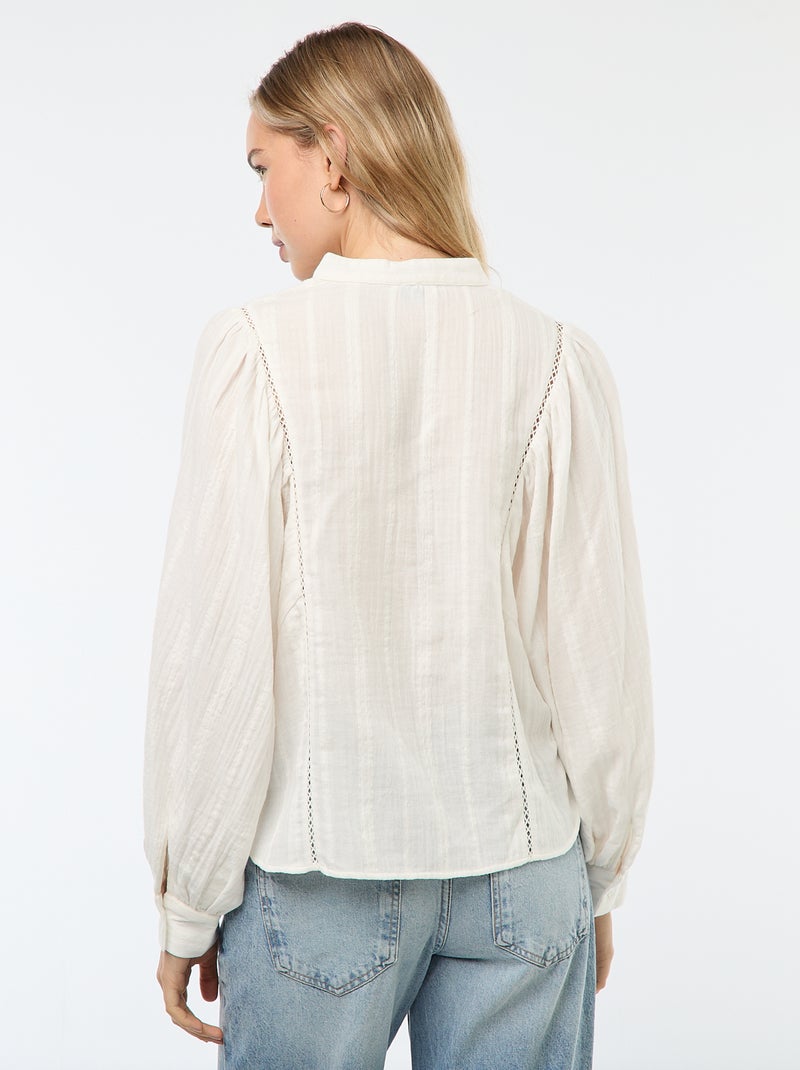 Blouse en gaze de coton Blanc - Kiabi