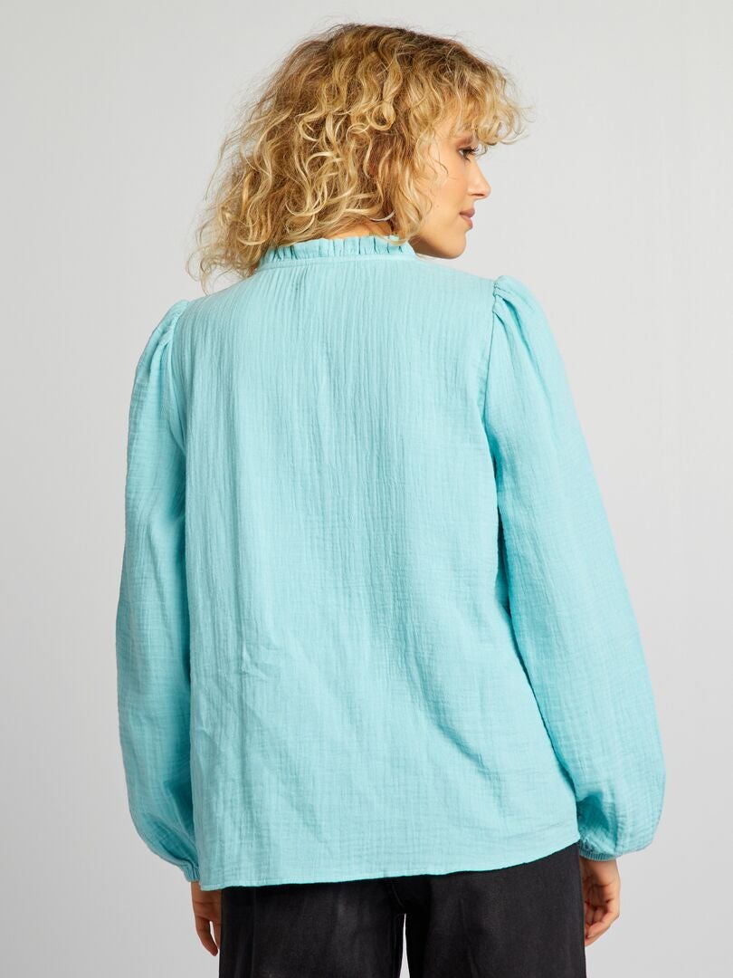 Blouse En Gaze De Coton - Bleu - Kiabi - 18.00€