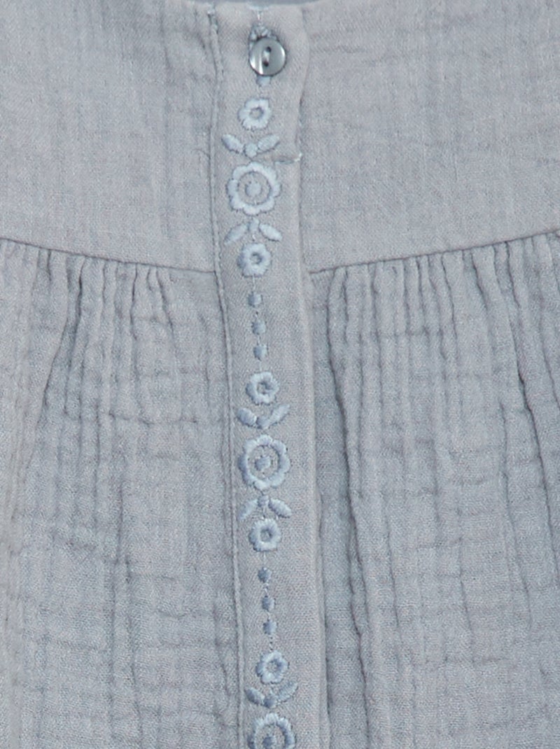 Blouse en gaze de coton Bleu - Kiabi