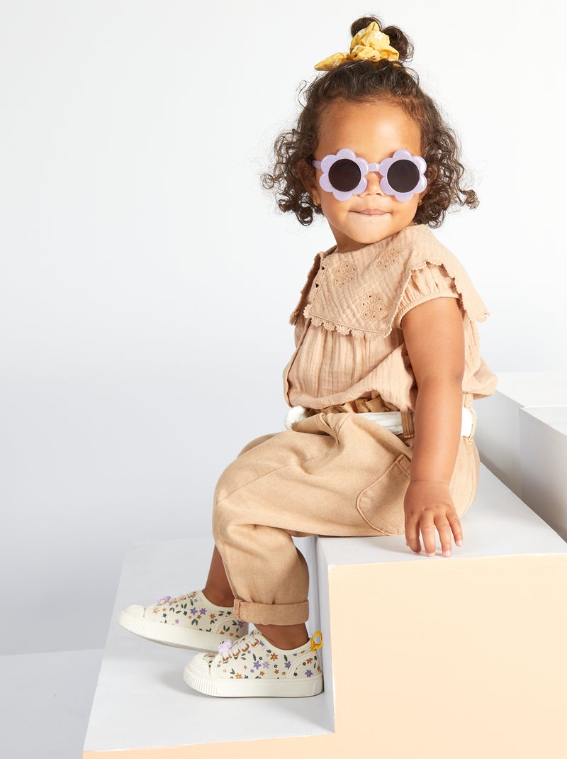 Blouse en gaze de coton Brun rosé - Kiabi