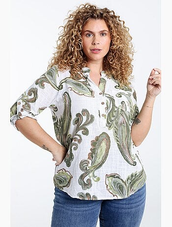 Blouse en gaze de coton imprimé cachemire PAPRIKA