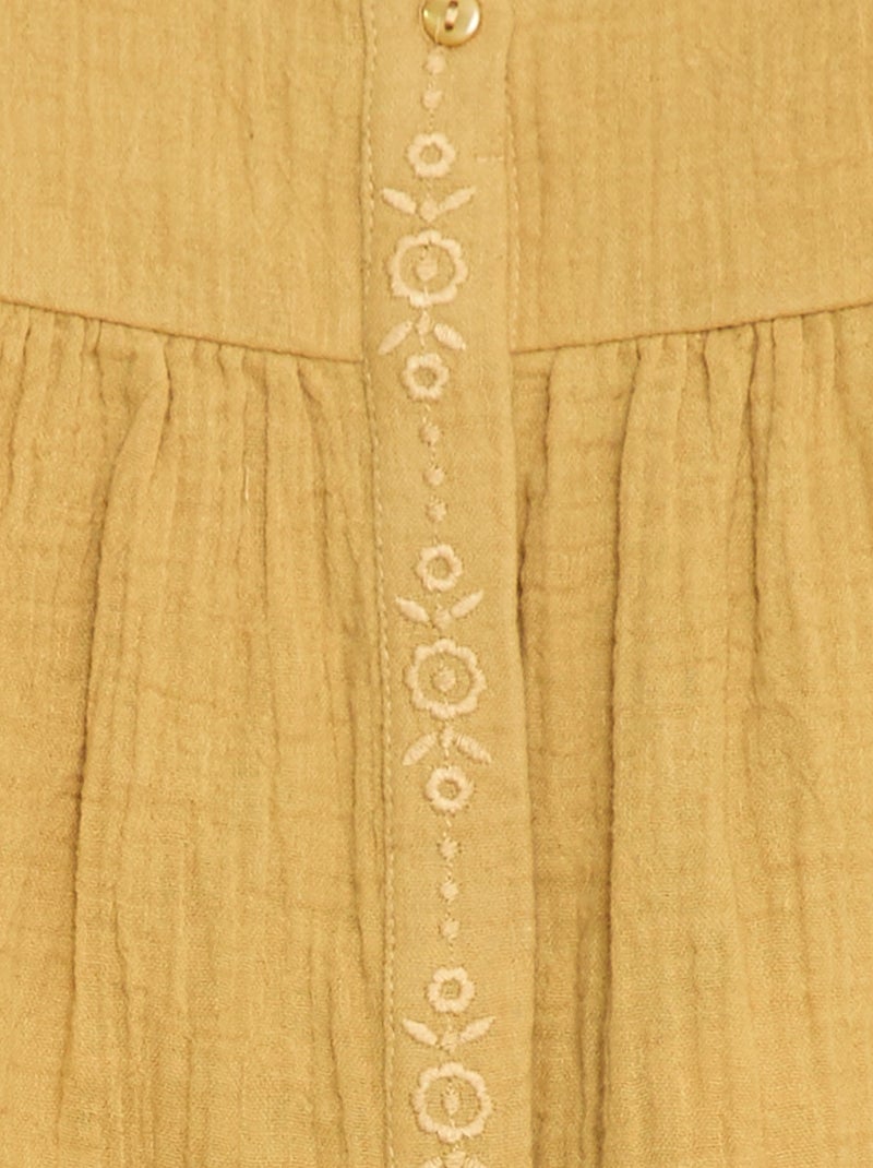 Blouse en gaze de coton Jaune - Kiabi