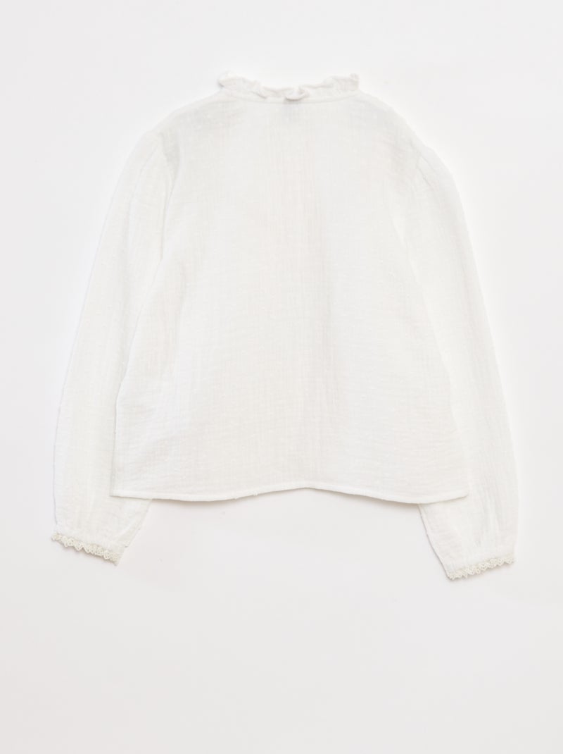 Blouse en gaze de coton plumetis Blanc - Kiabi