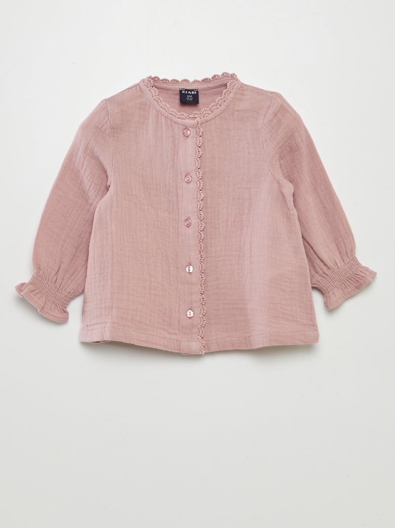 Blouse en gaze de coton Rose - Kiabi