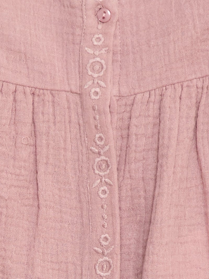 Blouse en gaze de coton Rose - Kiabi