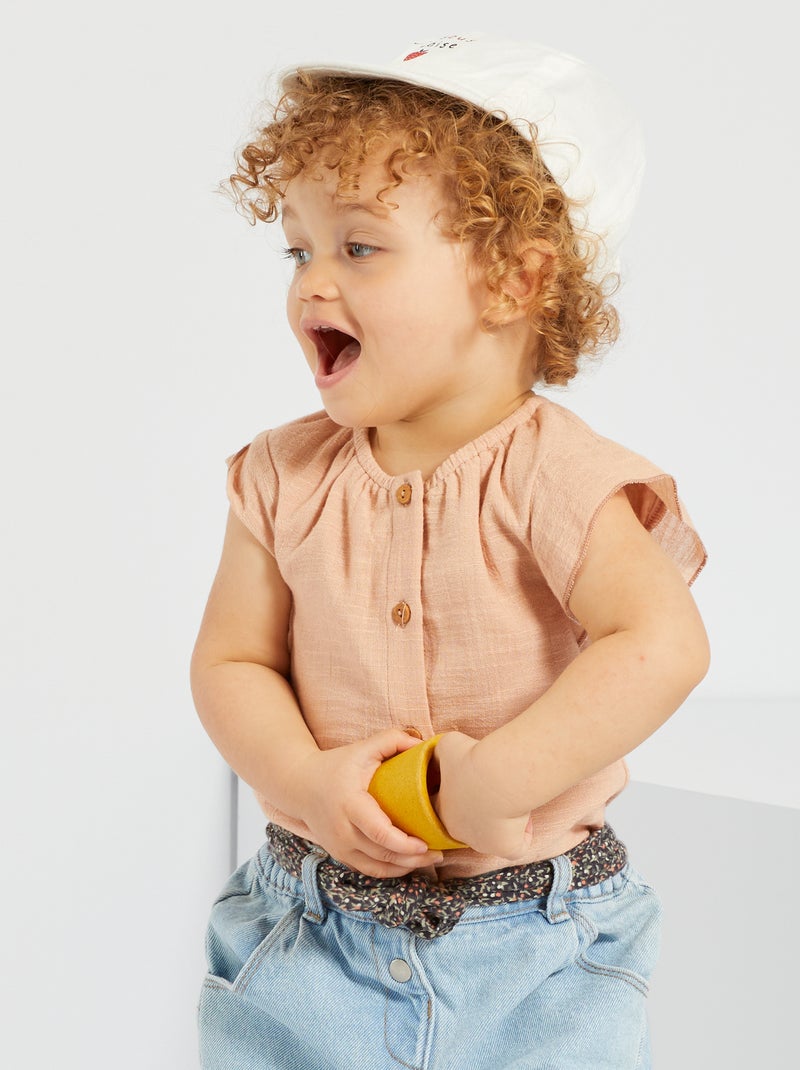 Blouse en gaze de coton Rose - Kiabi