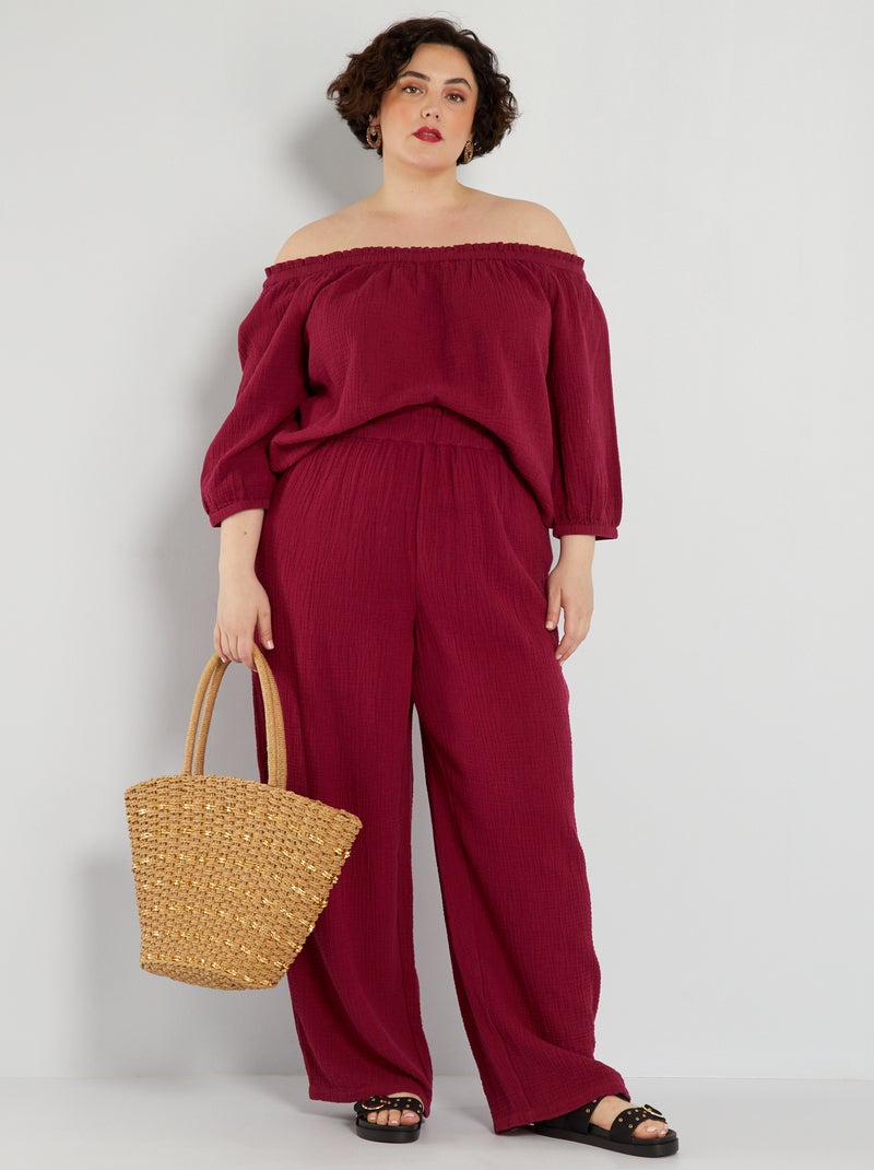 Blouse en gaze de coton Rouge - Kiabi