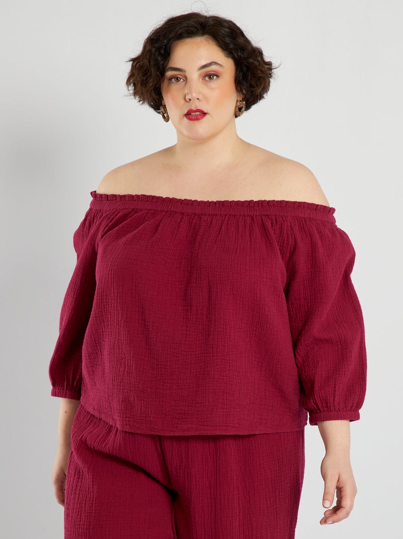 Blouse en gaze de coton Rouge - Kiabi