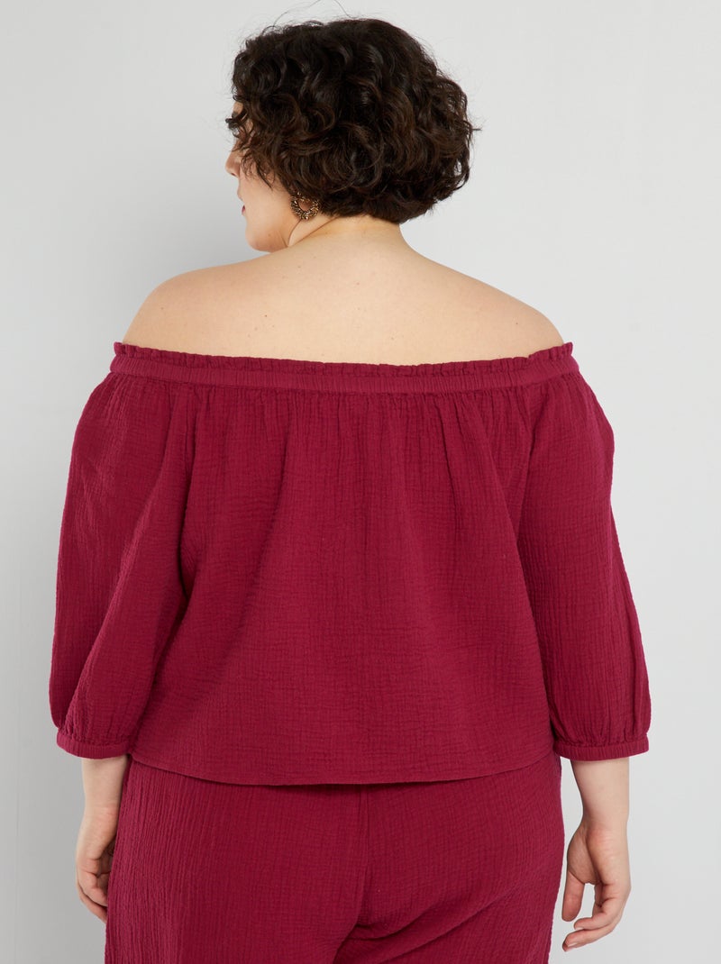 Blouse en gaze de coton Rouge - Kiabi
