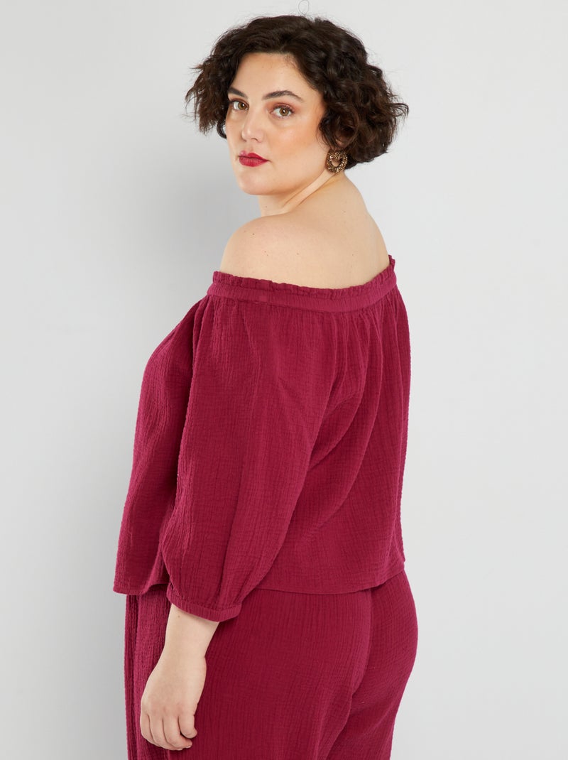 Blouse en gaze de coton Rouge - Kiabi