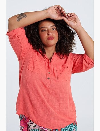 Blouse en gaze de coton unie