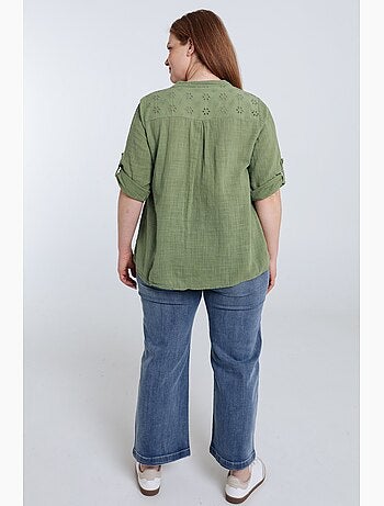 Blouse en gaze de coton unie PAPRIKA