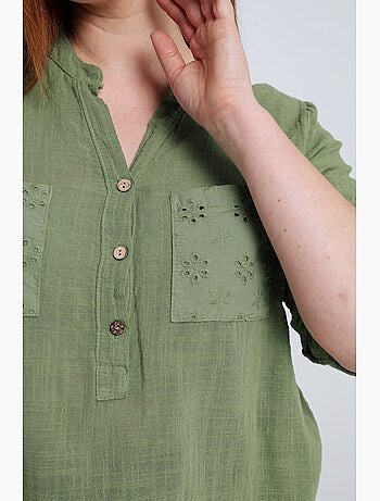 Blouse en gaze de coton unie PAPRIKA