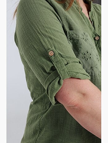 Blouse en gaze de coton unie PAPRIKA