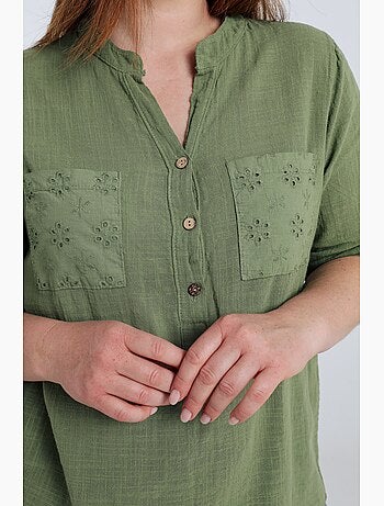 Blouse en gaze de coton unie PAPRIKA