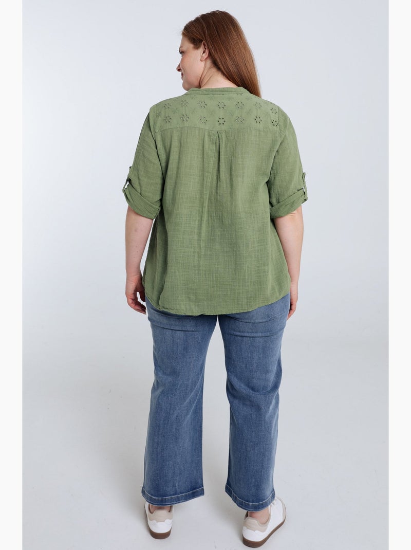 Blouse en gaze de coton unie PAPRIKA Blanc - Kiabi