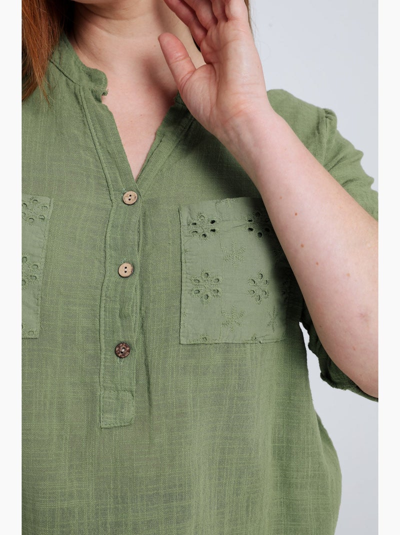 Blouse en gaze de coton unie PAPRIKA Blanc - Kiabi