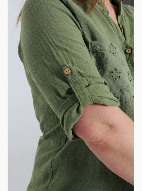 Blouse en gaze de coton unie PAPRIKA - Kiabi