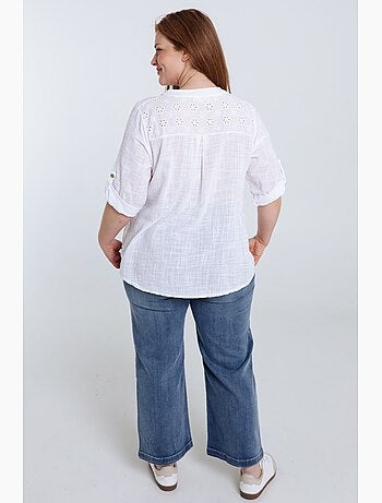Blouse en gaze de coton unie PAPRIKA