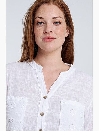 Blouse en gaze de coton unie PAPRIKA
