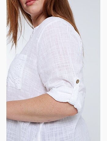 Blouse en gaze de coton unie PAPRIKA
