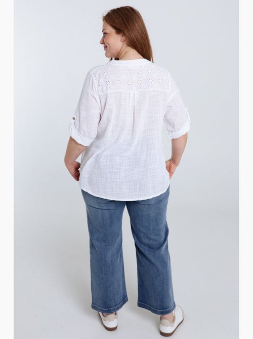 Blouse en gaze de coton unie PAPRIKA - Kiabi