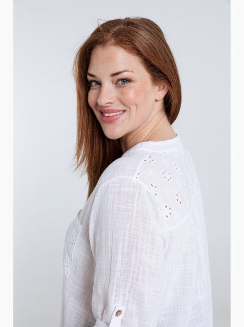 Blouse en gaze de coton unie PAPRIKA - Kiabi