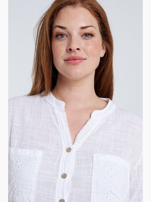 Blouse en gaze de coton unie PAPRIKA - Kiabi