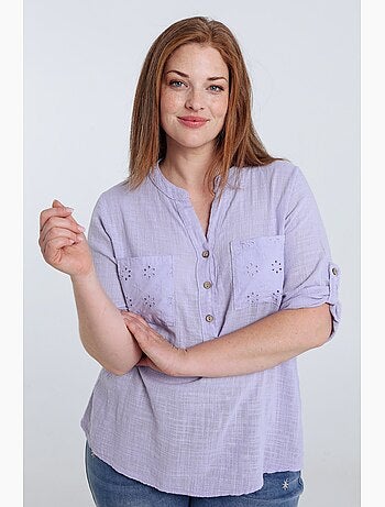 Blouse en gaze de coton unie