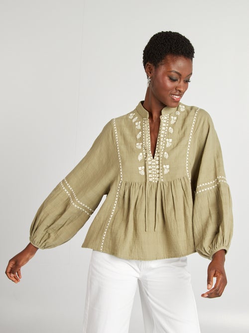 Blouse en gaze de coton - Kiabi