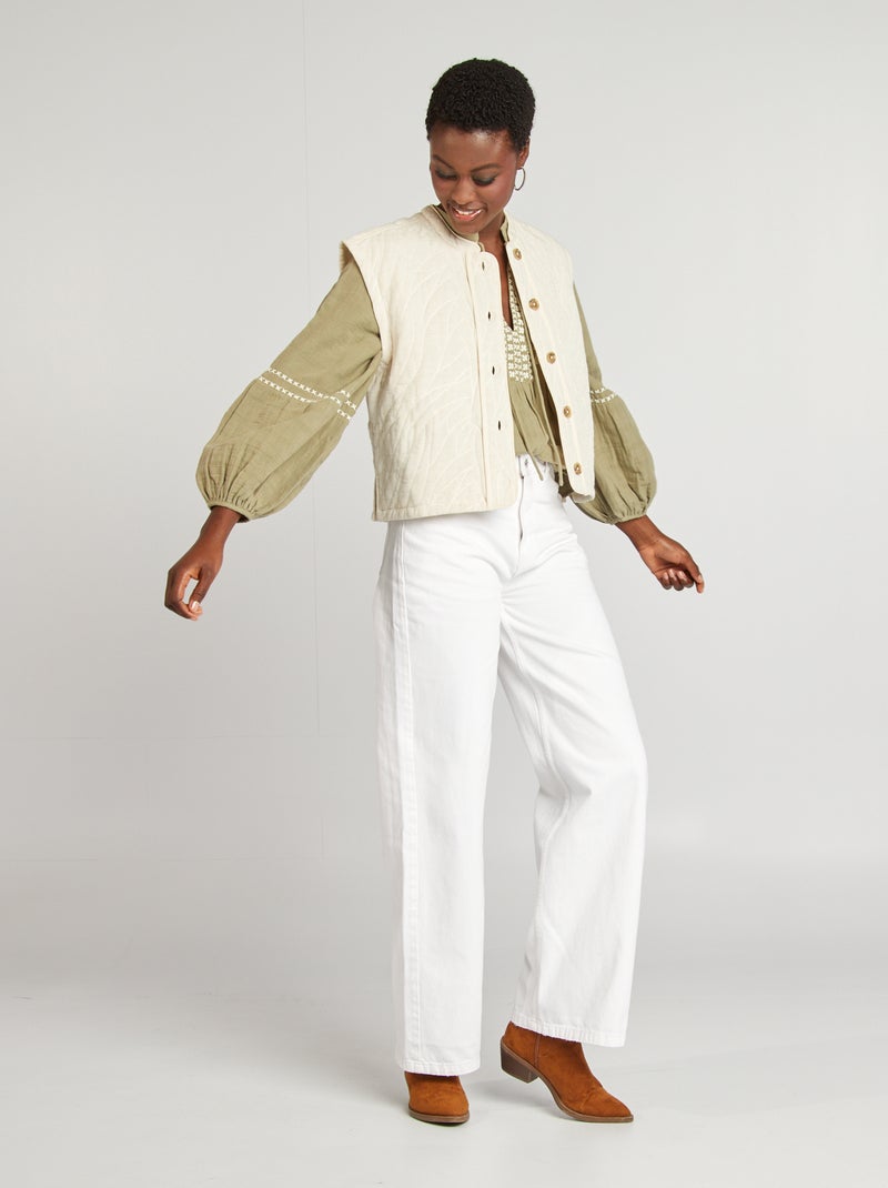 Blouse en gaze de coton Vert - Kiabi