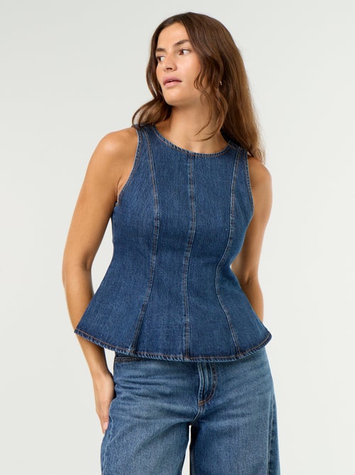 Blouse en jean sans manches - Kiabi Blouse en jean sans manches - Kiabi