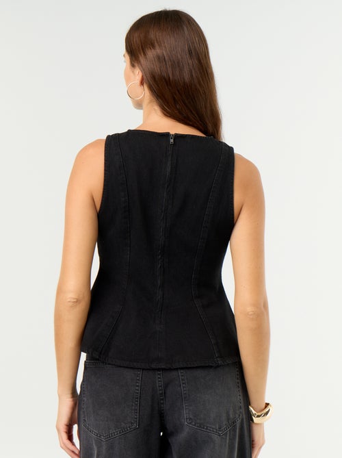 Blouse en jean sans manches - Kiabi