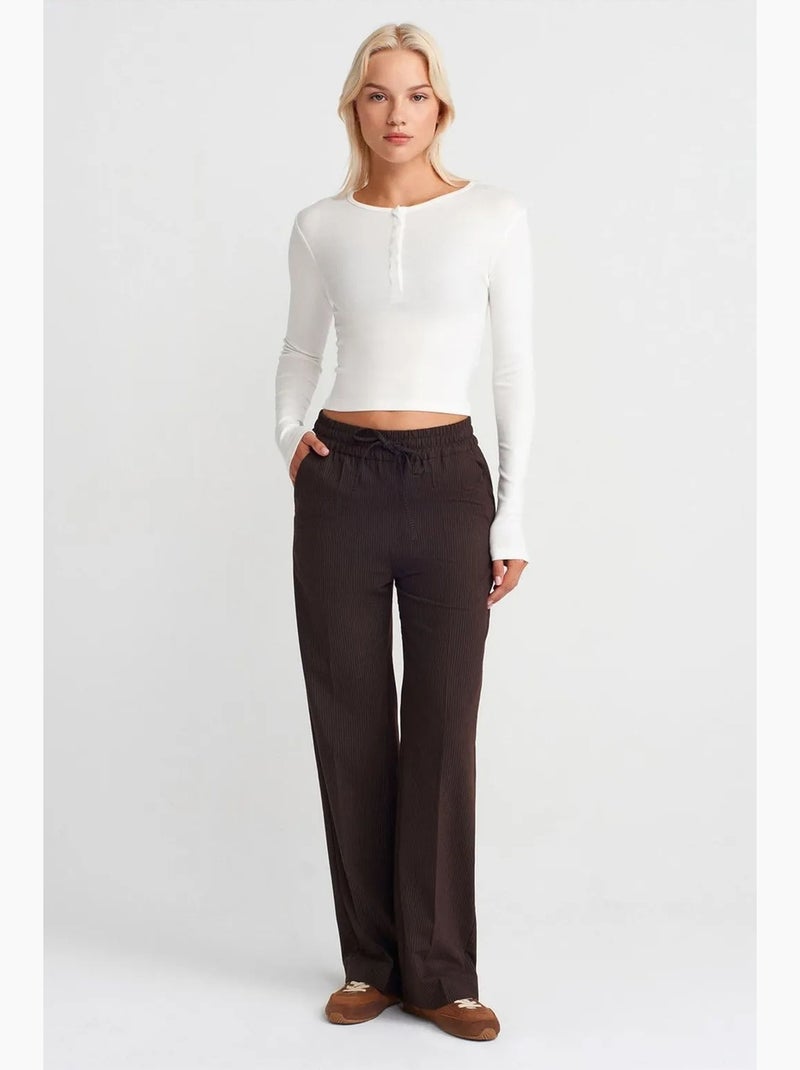 Blouse en jersey coupe ajustée à manches longues dilvin Ecru - Kiabi