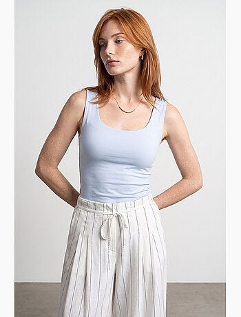 Blouse en jersey sans manches à col carré dilvin