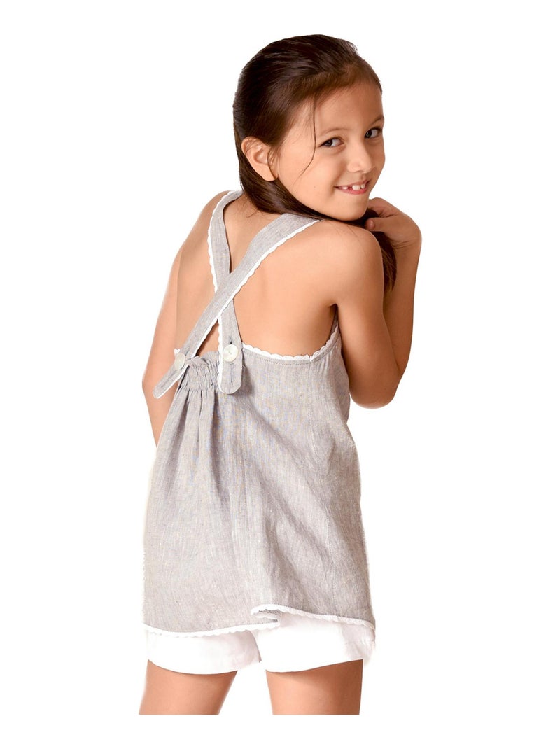 Blouse  en Lin  et Fine Dentelle  ANAIS - La Faute à Voltaire Gris clair - Kiabi