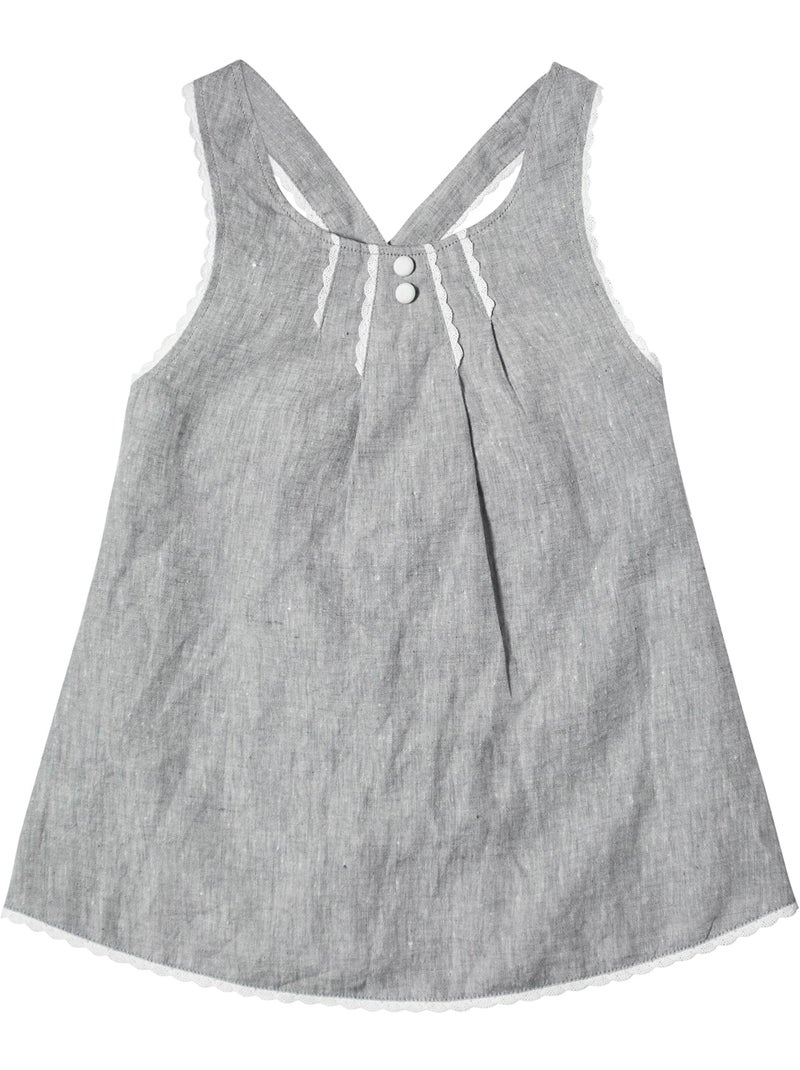 Blouse  en Lin  et Fine Dentelle  ANAIS - La Faute à Voltaire Gris clair - Kiabi
