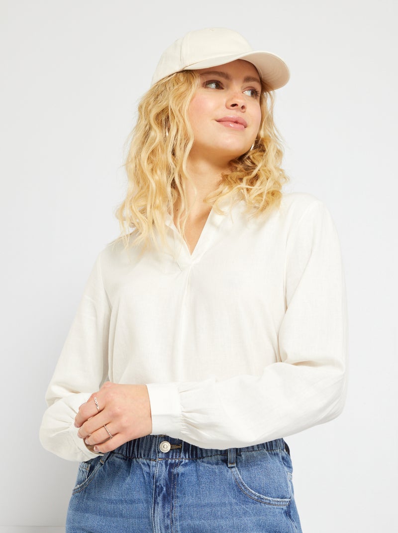 Blouse en lin fluide blanc - Kiabi