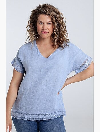 Blouse en lin unie détail sequins