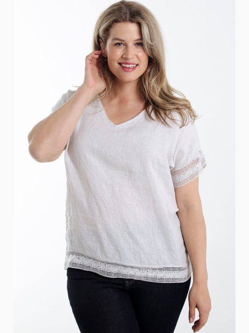 Blouse en lin unie détail sequins PAPRIKA - Kiabi