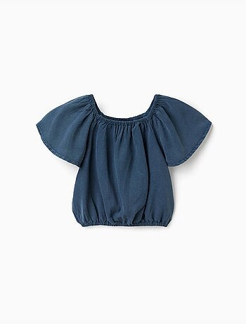 Blouse en lyocell avec col et taille élastiques