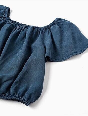 Blouse en lyocell avec col et taille élastiques