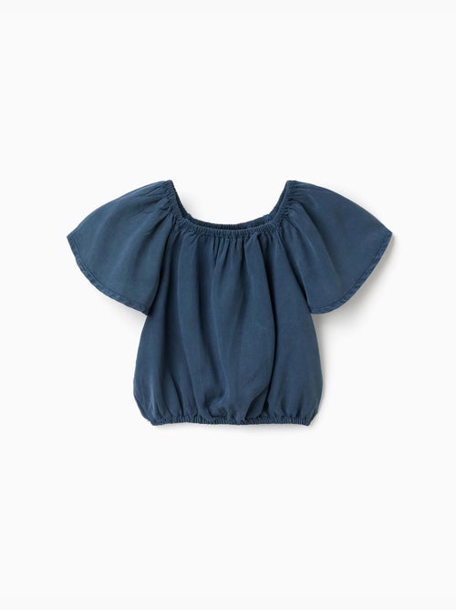 Blouse en lyocell avec col et taille élastiques - Kiabi Blouse en lyocell avec col et taille élastiques - Kiabi